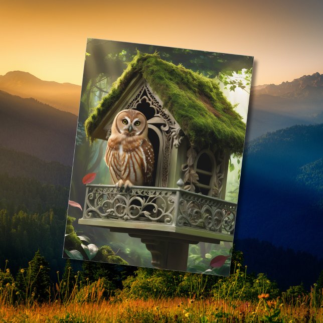 Towny owl and house postcard (Creator Uploaded)
