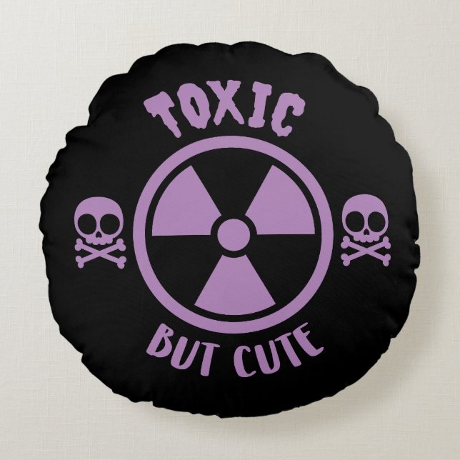 Toxic But Cute Warning Sign Round Cushion (Front)