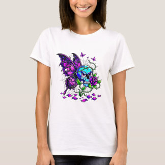 Toxic butterfly skull graphic tee