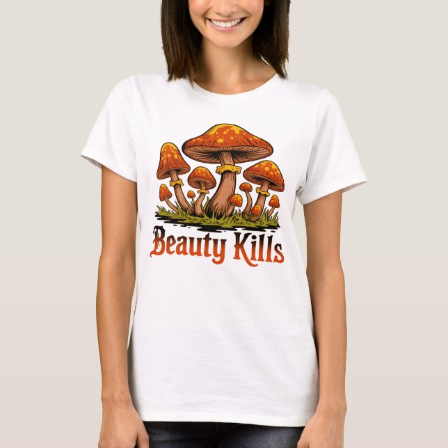 "Toxic Elegance – Deathcap Mushroom Couture" T-Shirt (Front)