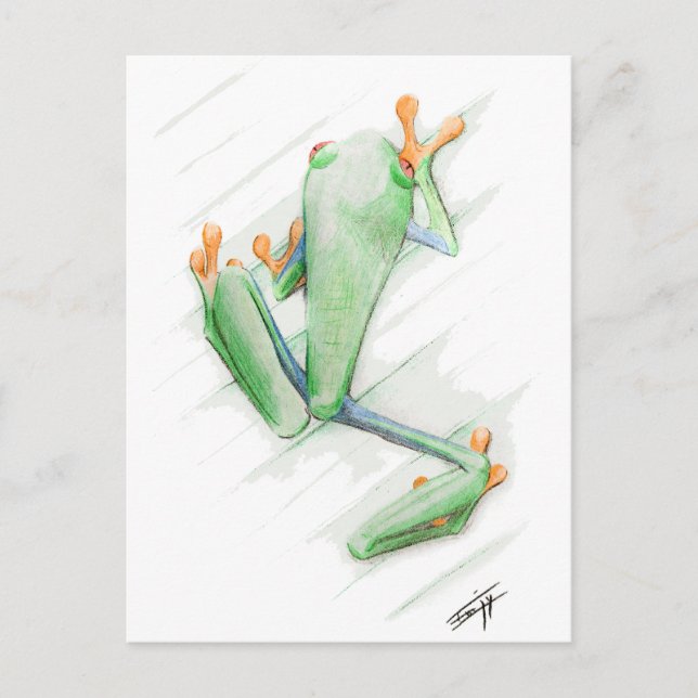 Toxic Frog - drawing watercolor painting Postcard (Front)