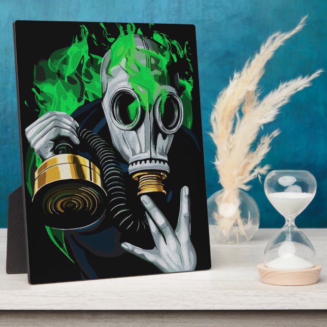 Toxic Gas Mask: Neon Flames Plaque (Side)