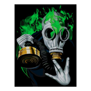 Toxic Gas Mask: Neon Flames Poster