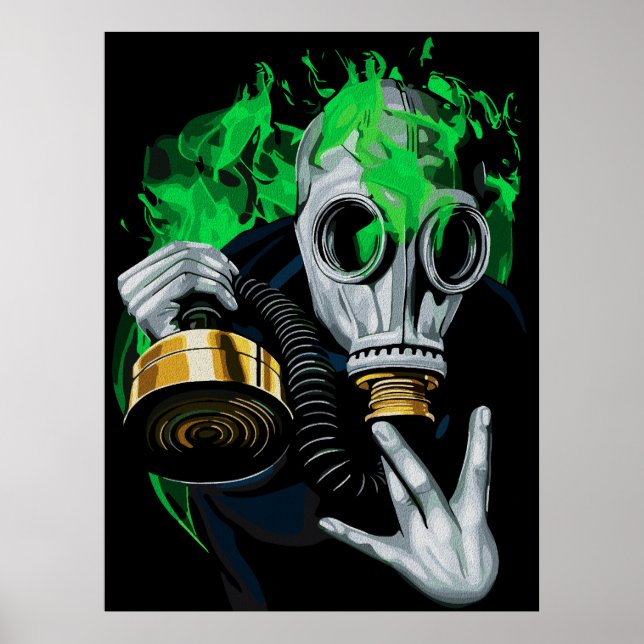 Toxic Gas Mask: Neon Flames Poster (Front)