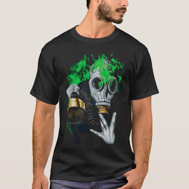 Toxic Gas Mask: Neon Flames T-Shirt (Front)