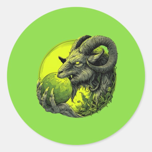 Toxic Green Demon Goat Sticker (Front)