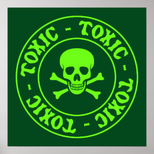 Toxic Green Skull and Crossbones Poster