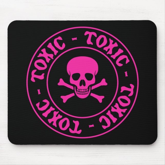 Toxic Pink Skull and Crossbones Mouse Pad (Front)