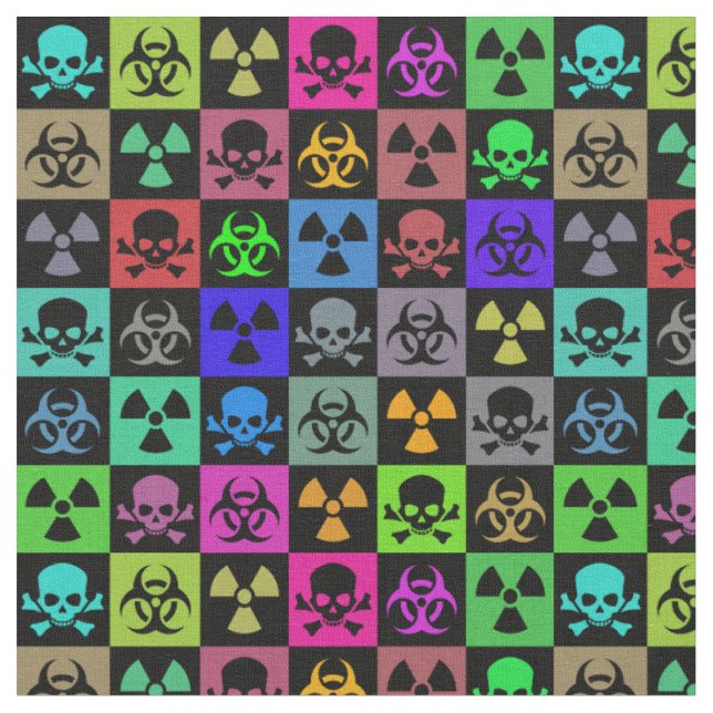 Toxic Skulls goth punk Art  Fabric (Close Up)