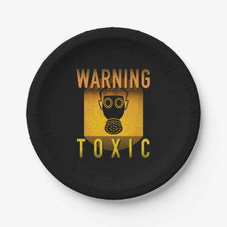 Toxic Warning Gas Mask Retro Atomic Age Grunge : Paper Plate