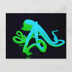 Toxic waste green Octopus Postcard