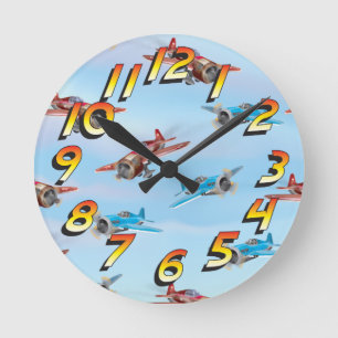 Toy Aeroplanes Round Clock