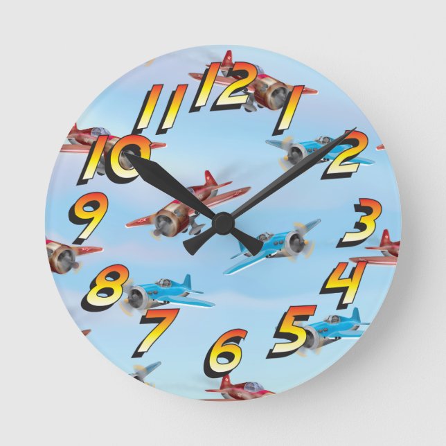 Toy Aeroplanes Round Clock (Front)