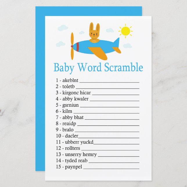 Toy aircraft Baby word scramble game (Front/Back)