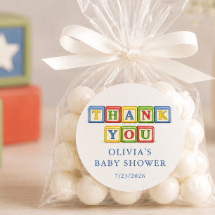 Toy Block Baby Shower Favour Sticker