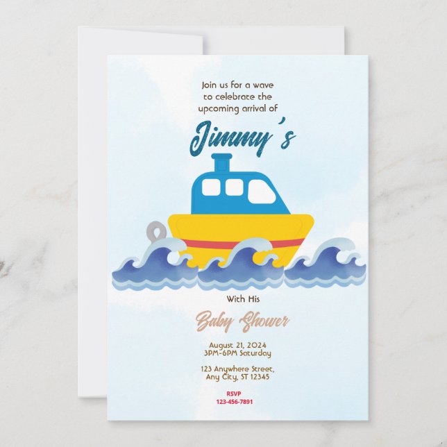 Toy Boat Baby Shower Invitation (Front)