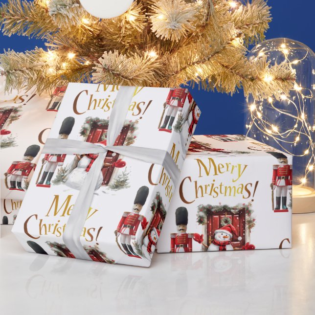 Toy British Soldier Bearskin hat and Snowman Wrapping Paper (Holidays)