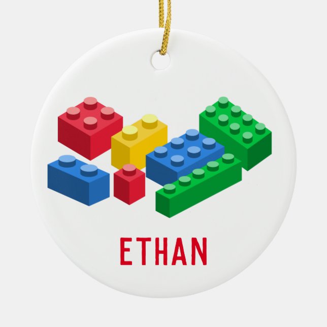 Toy building bricks colourful kids ceramic ornament (Front)