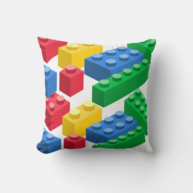 Toy building bricks colourful kids cushion (Front)