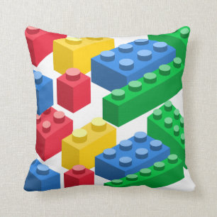 Toy building bricks colourful kids cushion