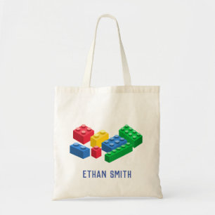 Toy building bricks colourful kids tote bag
