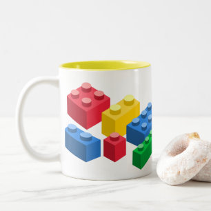 Toy building bricks colourful kids Two-Tone coffee mug