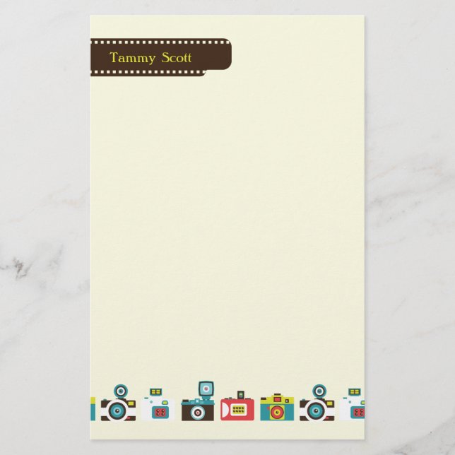 Toy Cameras Personalised Stationery (Front)