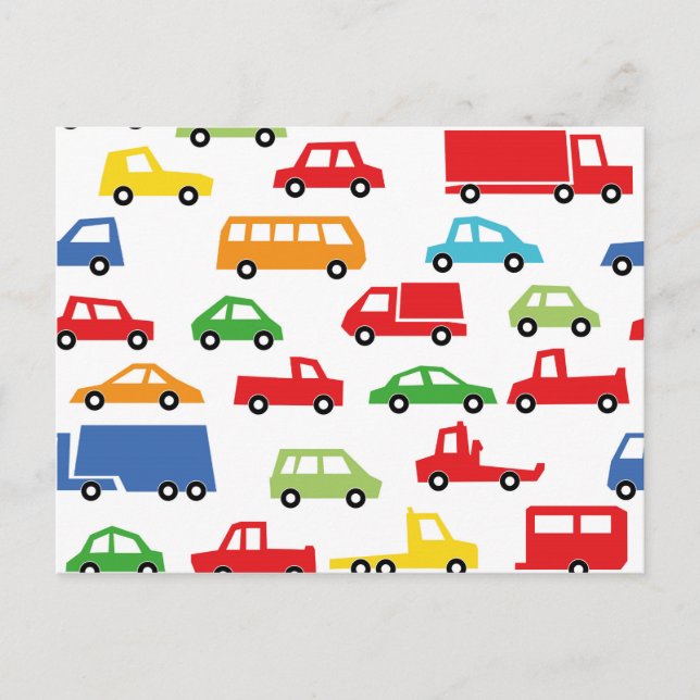 toy car pattern - automobile illustration postcard (Front)