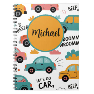 Toy Cars Spiral Notebook for Kids | Personalised 
