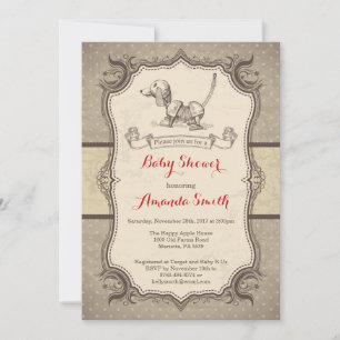 Toy Dog Baby Shower Invitation Vintage Retro