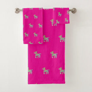 Toy Dog Hot Pink Bath Towel Set