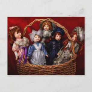 Toy - Dolls - A basket of Victorian dolls  Postcard