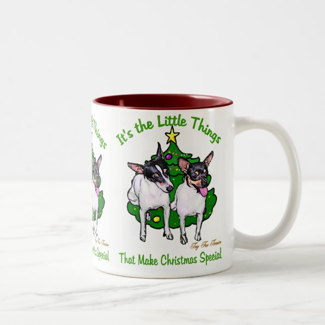 Toy Fox Terrier Christmas Gifts Two-Tone Coffee Mug (Right)