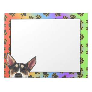 Toy Fox Terrier colourful dog paw pattern Notepad