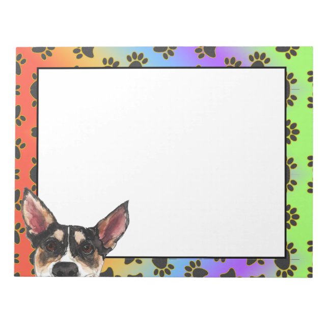 Toy Fox Terrier colourful dog paw pattern  Notepad (Front)