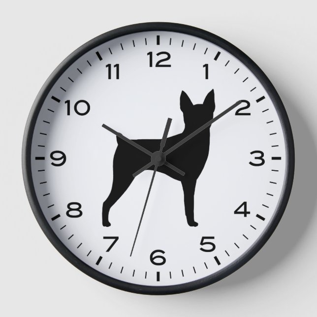 Toy Fox Terrier Dog Breed Silhouette Clock (Front)