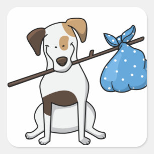 toy fox terrier hobo cartoon square sticker