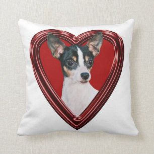 Toy Fox Terrier In Heart Cushion