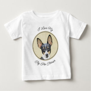 Toy Fox Terrier Painting - Cute Original Dog Art Baby T-Shirt