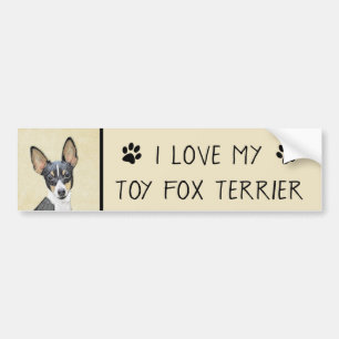 Toy Fox Terrier Painting - Cute Original Dog Art Bumper Sticker