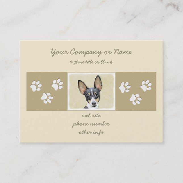 Toy Fox Terrier Painting - Cute Original Dog Art Business Card (Front)