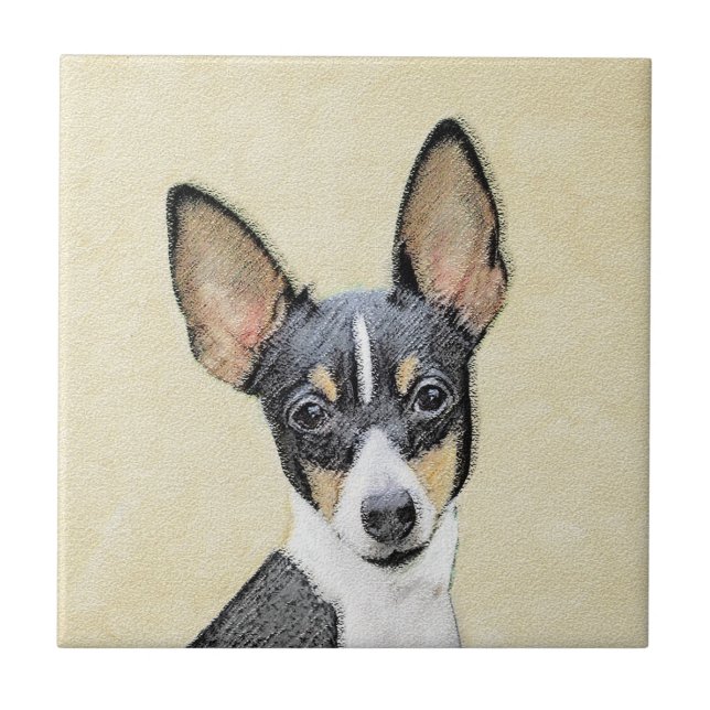 Toy Fox Terrier Painting - Cute Original Dog Art Ceramic Tile (Front)
