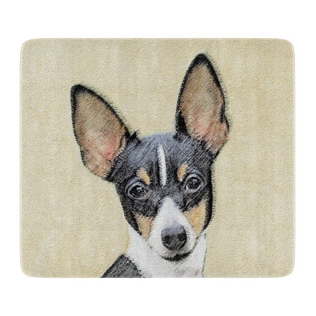 Toy Fox Terrier Painting - Cute Original Dog Art Cutting Board (Front)