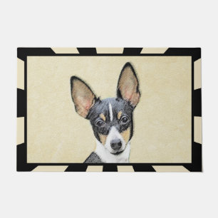 Toy Fox Terrier Painting - Cute Original Dog Art Doormat
