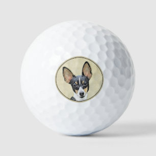 Toy Fox Terrier Painting - Cute Original Dog Art Golf Balls