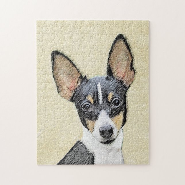 Toy Fox Terrier Painting - Cute Original Dog Art Jigsaw Puzzle (Vertical)