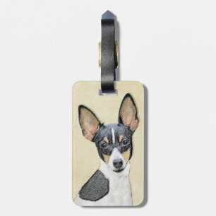 Toy Fox Terrier Painting - Cute Original Dog Art Luggage Tag