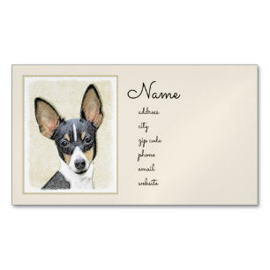 Toy Fox Terrier Painting - Cute Original Dog Art Magnetic Business Card