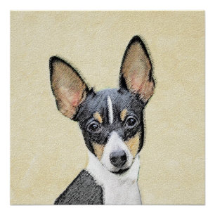 Toy Fox Terrier Painting - Cute Original Dog Art Poster