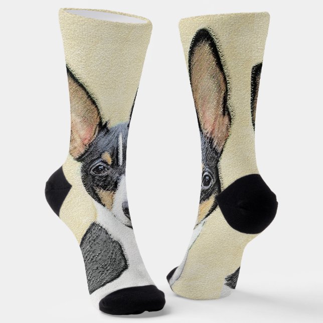 Toy Fox Terrier Painting - Cute Original Dog Art Socks (Angled)